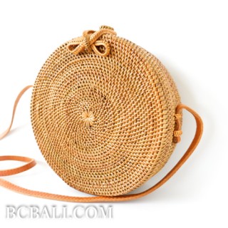 Circle Handbag Rattan Hand Woven Motif side Handmade